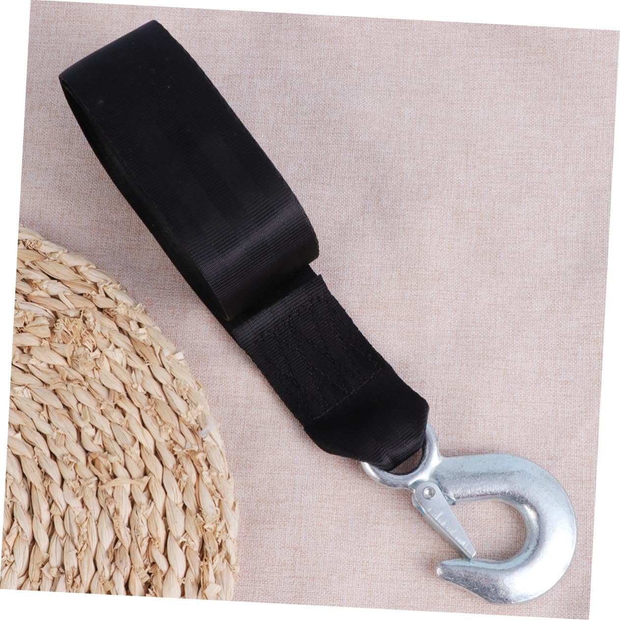 Durable Nylon Tow Rope with Forged Hooks Heavy-Duty Winch Strap for Car Trailers Secure Towing Kit for Trucks and Off-Road Vehicles Black Color