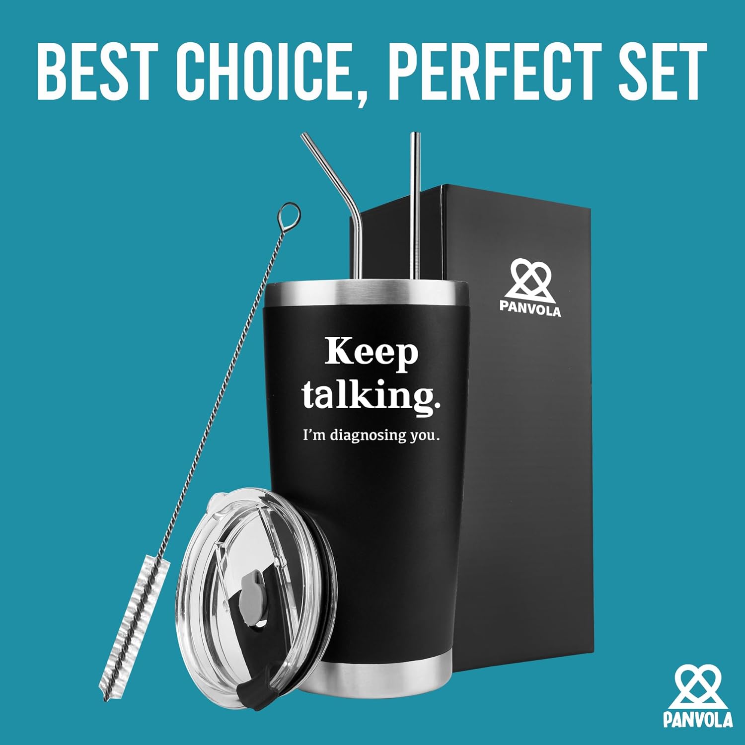 Keep Talking I'm Diagnosing You Counsellor Vacuum Insulated Tumbler Psychologist Gifts Psychology Doctor Therapist Psychiatrist Funny Travel Mug with Straw and Removable Lid (20 oz) - Image 5