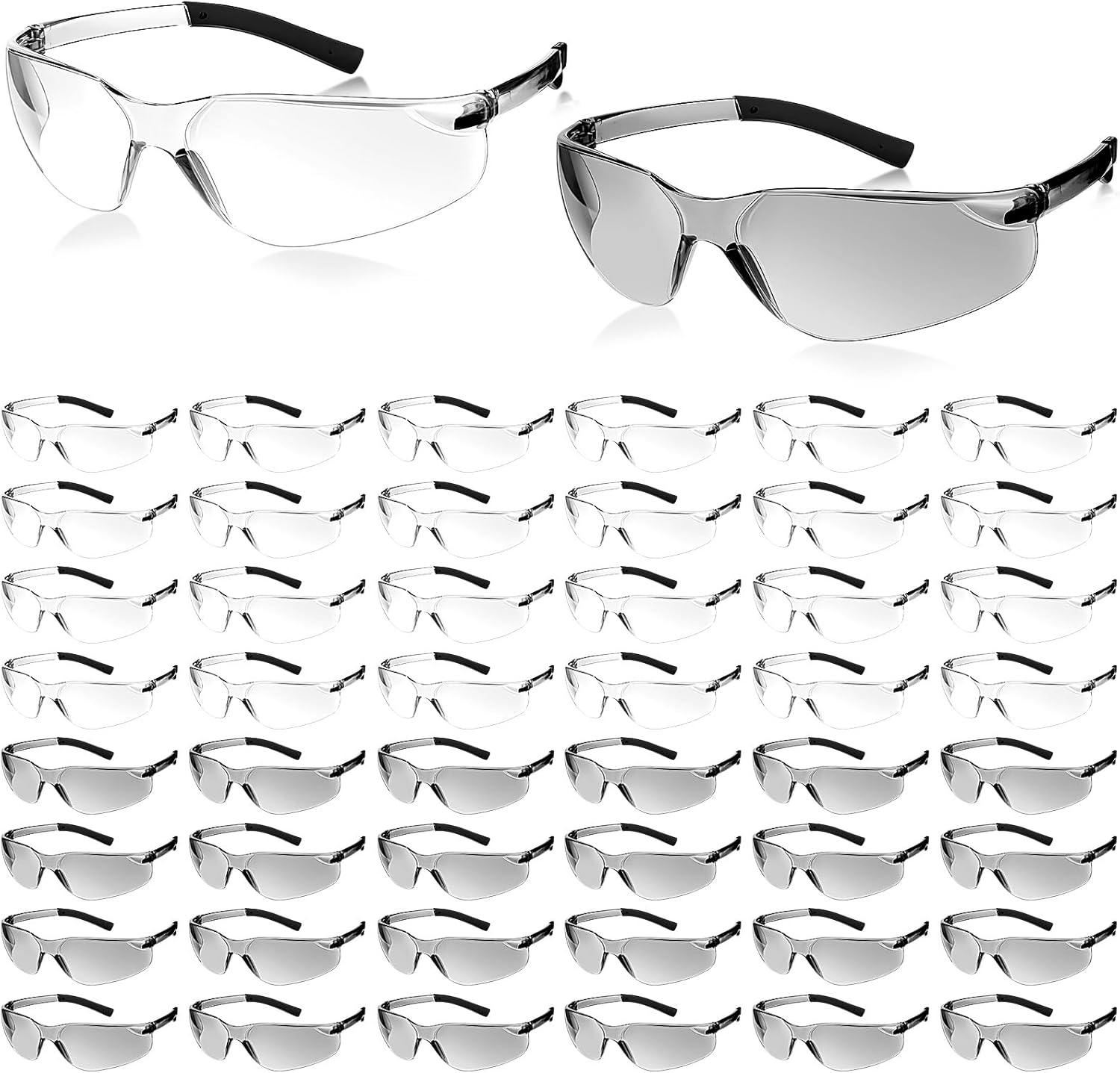 Queekay 50 Pcs Safety Glasses Impact UV Scratch Glasses Bulk Eye Protection for Men Working Lab Construction Science(Clear)