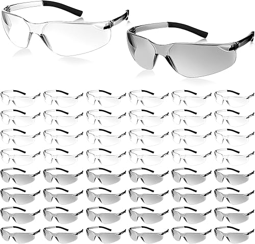 Miniatura 13 de Queekay 50 lentes de seguridad contra impactos UV y arañazos, protección ocular a granel para hombres, laboratorio, ciencias de la construcción Gris