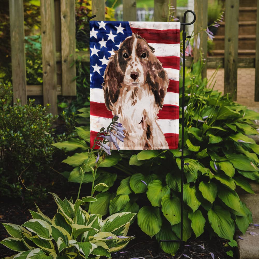 Caroline's Treasures BB9377GF Brown Parti Patriotic Flag Garden Size , Small, multicolor