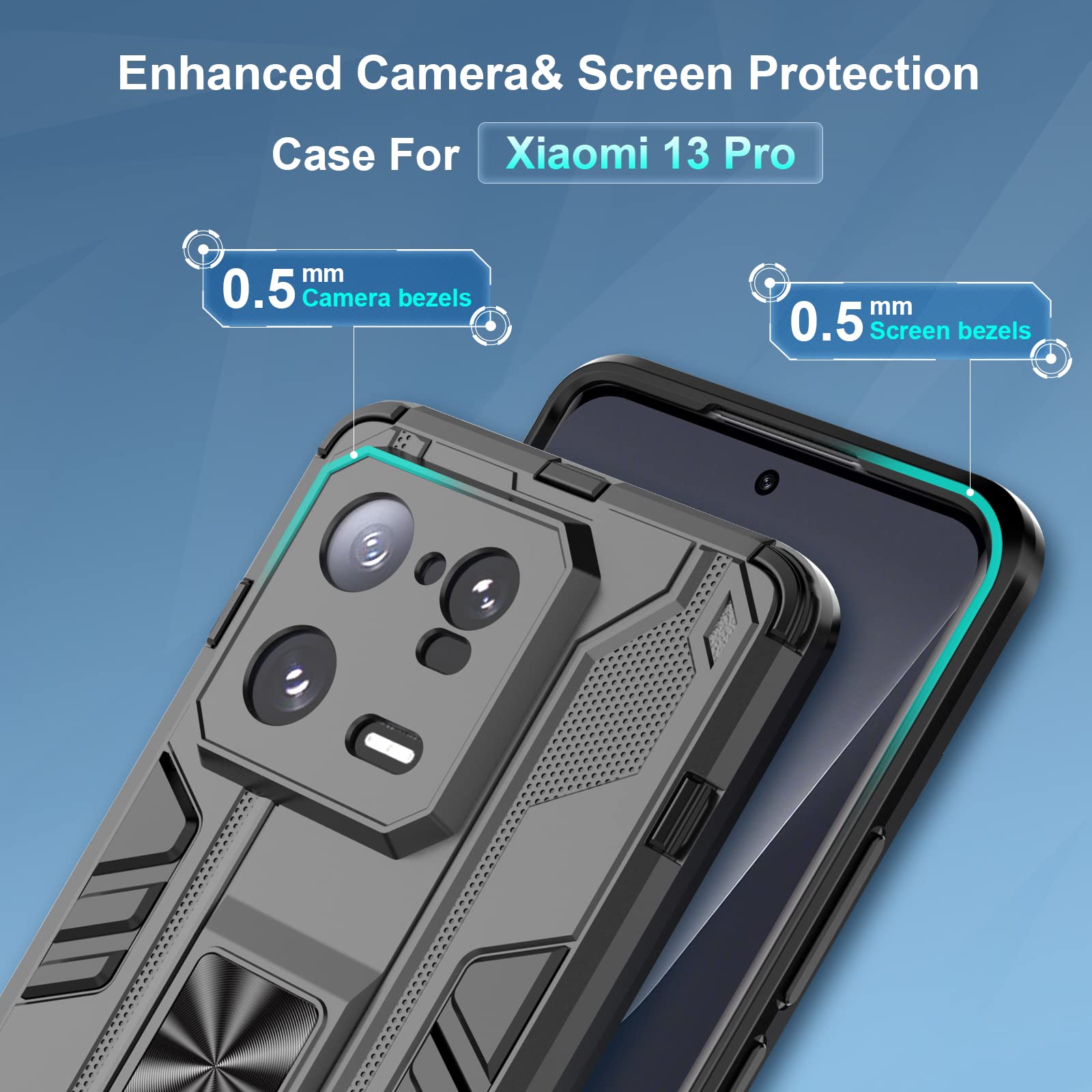 Funda para Xiaomi Redmi Note 15 Pro 5G, Carcasa Antigolpes con Soporte anular metálico, Case Protectora de Grado Militar, Azul — view 797