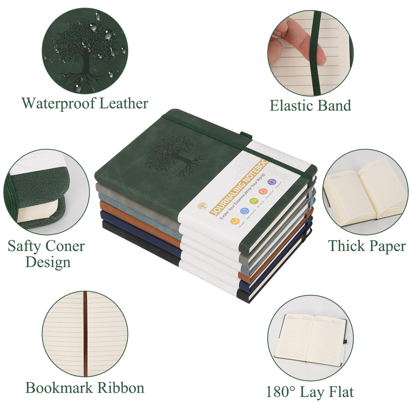 Taccuino A5, blocco note, Journaling diario per adulti, 6 pezzi