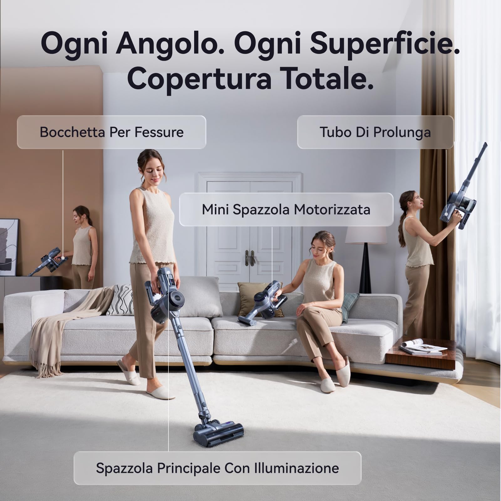 NARWAL V40 Station Aspirapolvere Senza Fili, 28000PA / 220AW, Autonomia 120 minuti, Tecnologia Anti-groviglio per peli di Animali, Manutenzione Zero per 100 Giorni, Testina Multifunzione