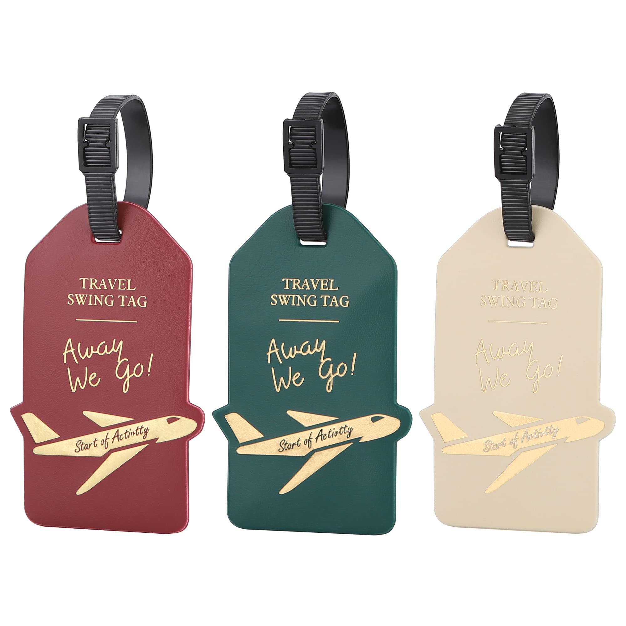 TITIROBA Luggage Tags PVC Luggage Tags with Address Tag Suitable for Suitcase Handbag 3 Pieces White Red Green