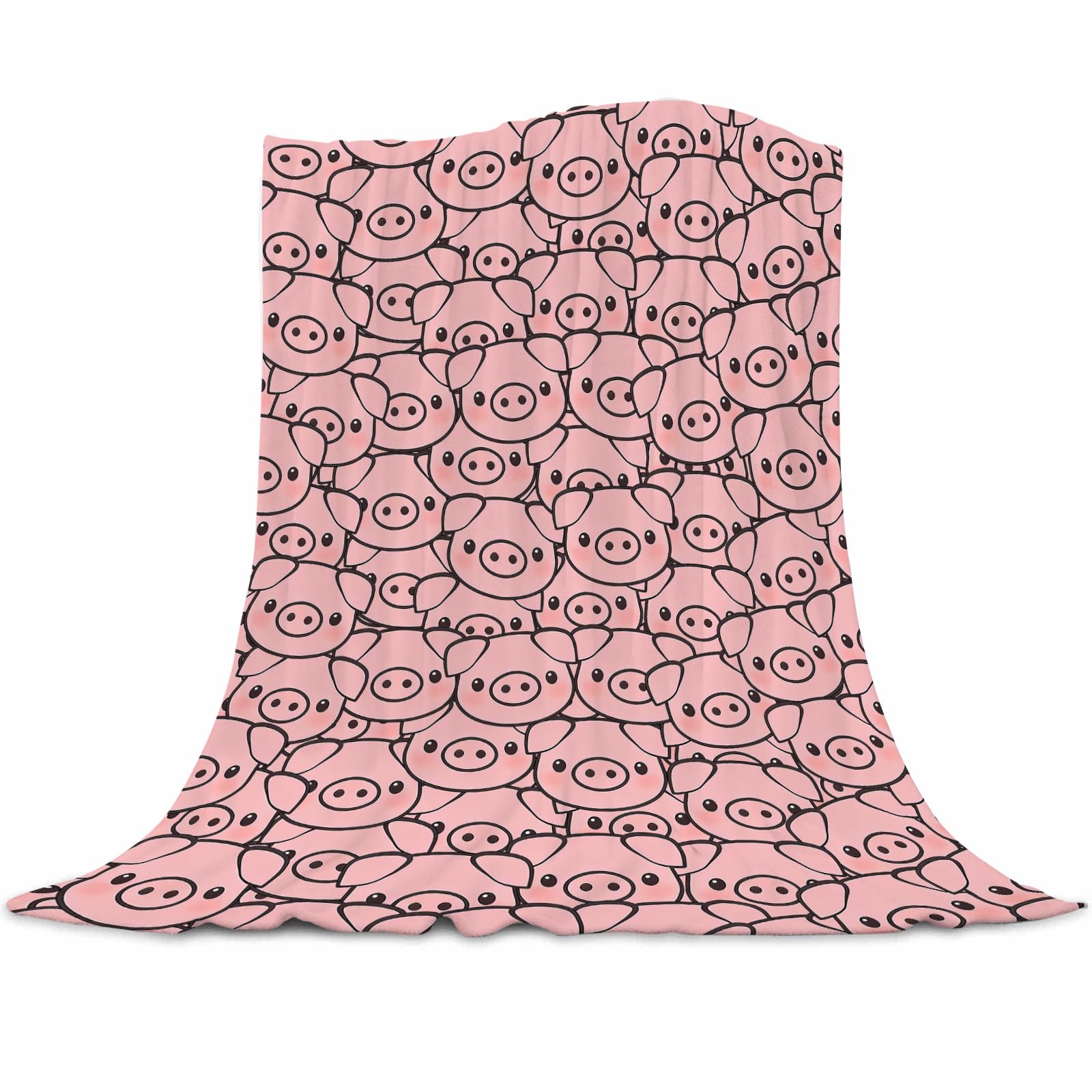 Qucarder Pig Blanket Cute Pig Throw Blanket Lightweight Cozy Flannel Blanket for Pink Pig Lovers Girls Boys Kids Women Men Bedroom Couch Sofa Home Decor 100x130cm