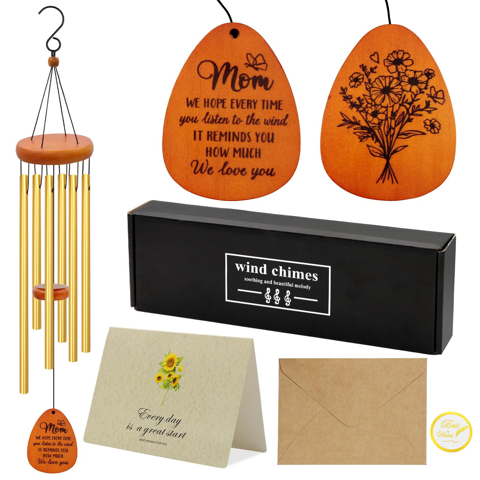 ZYNERY Gifts for Mum, Mum Wind Chimes, Best for Mum, Mother Birthday Gift from Daughter Son, Love Gifts for Mum Christmas