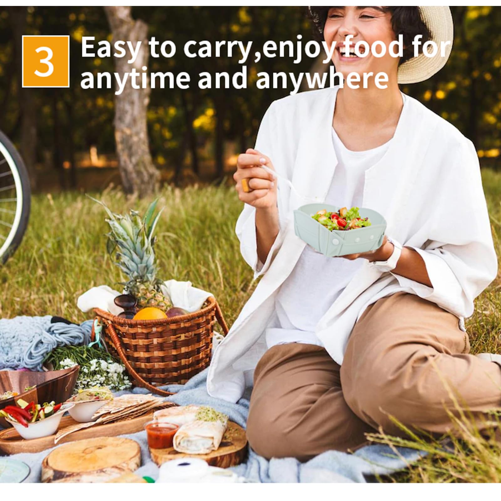 RoseFlower Collapsible Bowl, Portable Reusable Customizable Shapes Silicone Collapsible Bowls for Camping, Foldable into a Bowl, Plate, or Cup, Camping Essentials for Camping, RVs (Grey) - Image 4