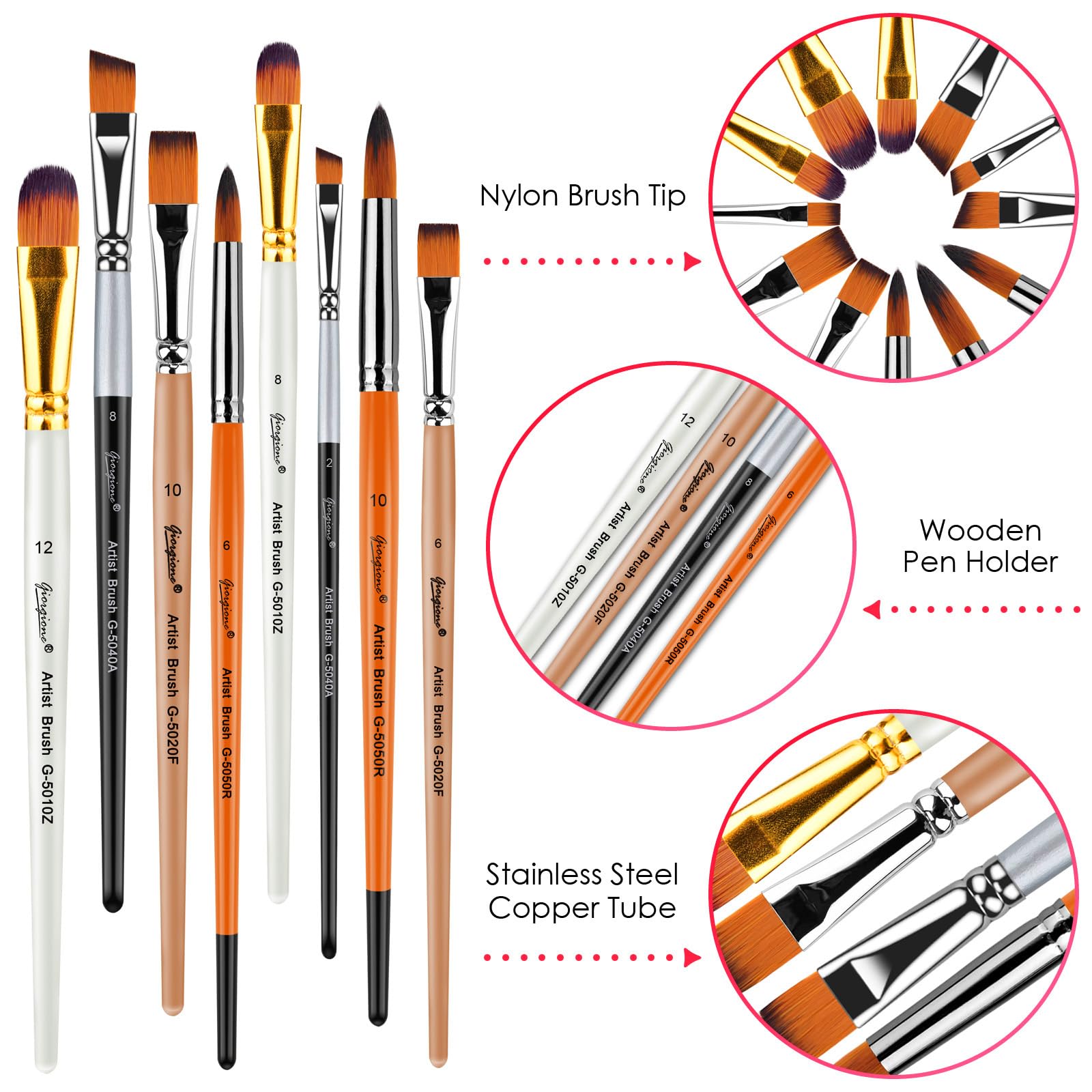 Pinceau Peinture Acrylique Enfant 80 Pinceaux Peinture SYEYCW - Lot Mixte Plats Et Ronds Pour Enfants - Acrylique, Aquarelle, Huile - Manche Plastique Set 80 Pinceaux Peinture