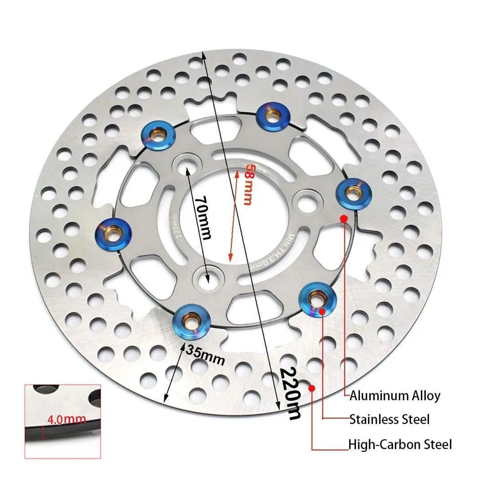 Disco freno flottante Pinza Rotore Disco Freno Moto 84mm 32mm * 2 Pistoni Con Accessori Scooter Staffa 220mm(220mm gray)