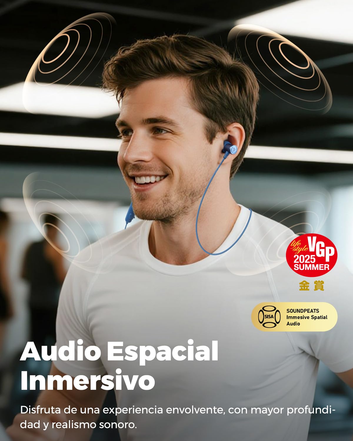 SoundPEATS Q40HD Auriculares Inalámbricos Deportivos con LDAC Hi-Res, 20H de Batería, IP67 Impermeables, Cancelación de Ruido AI, Sonido Envolvente 360°, Bluetooth Neckband con Mic y Control de Cable