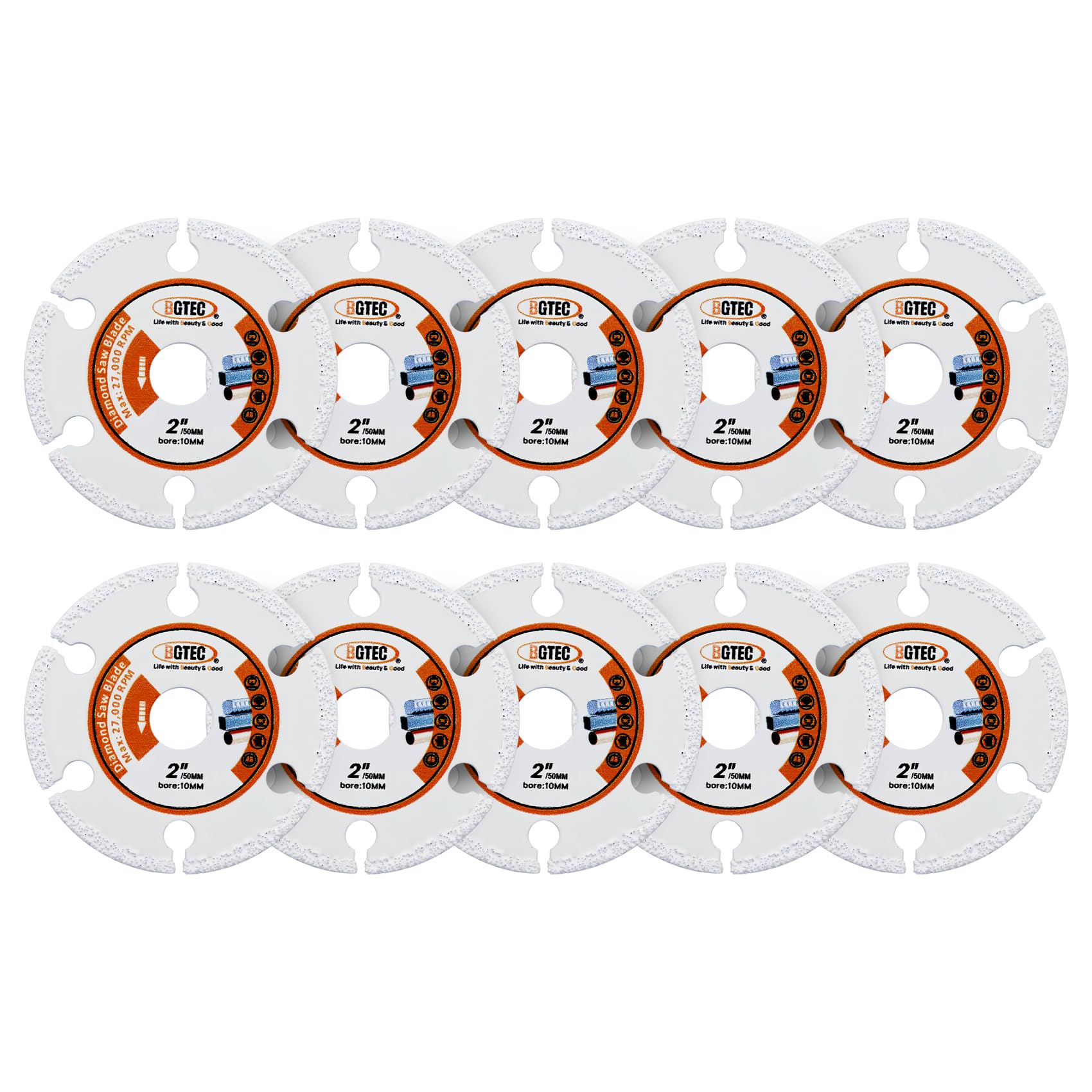 BGTEC Diamond Metal Cutting Disc,10PCS 50mm Vacuum Brazed Cut-Off Wheel Diamond Blade for Cutting Carbide Metal, Alloys, Iron,Stainless Steel — image 1
