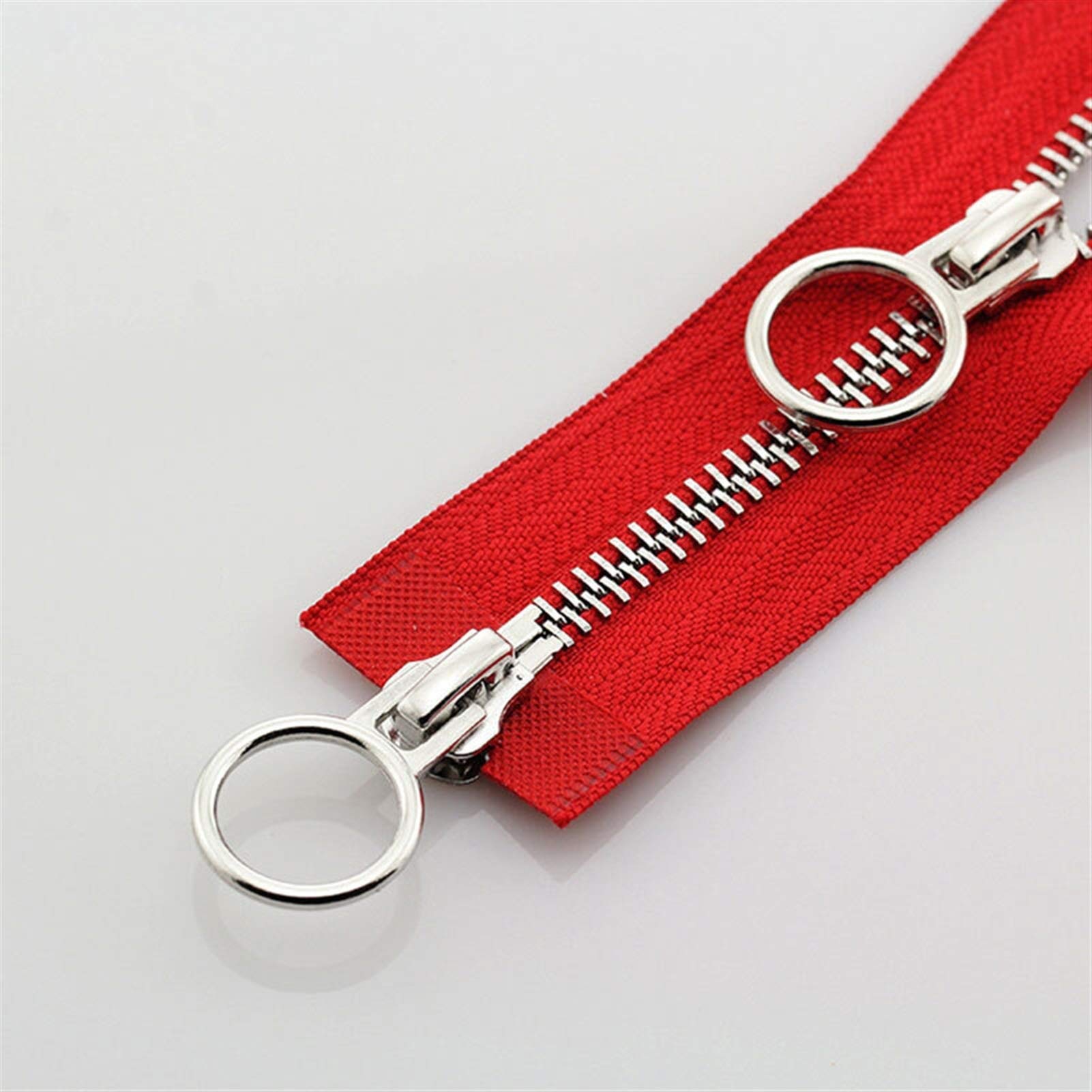 Cremallera para Bolsos, Cremalleras 1pc 5# Cremallera de Extremo Abierto con Doble Deslizador, Cremalleras metálicas con Bloqueo automático de Cabeza de Anillo O,(Red)