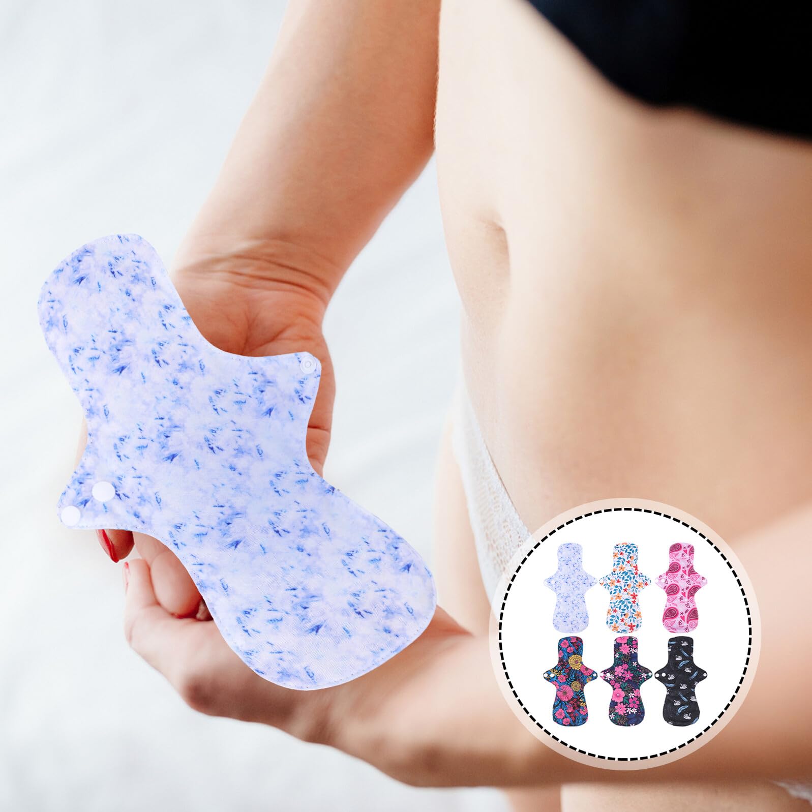 Assorbenti Igienici Riutilizzabili da Donna 6 Pezzi Pul | Fibra Membrana, Uso Quotidiano e Viaggio, Facili da Pulire Colore Casuale