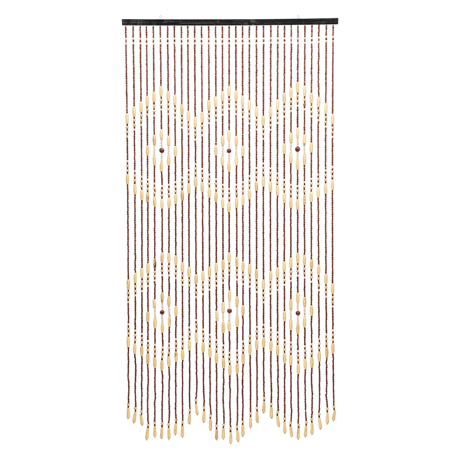 Rideau Perles Bois,Séparateur Pièce Bambou Naturel Fait Main,90x175cm,Décoration Porte Fenêtre Style Bohème Chic,Brise Vue Intérieur Léger pour Salon Chambre Couloir,Cloison Amovible Artisanale Beige