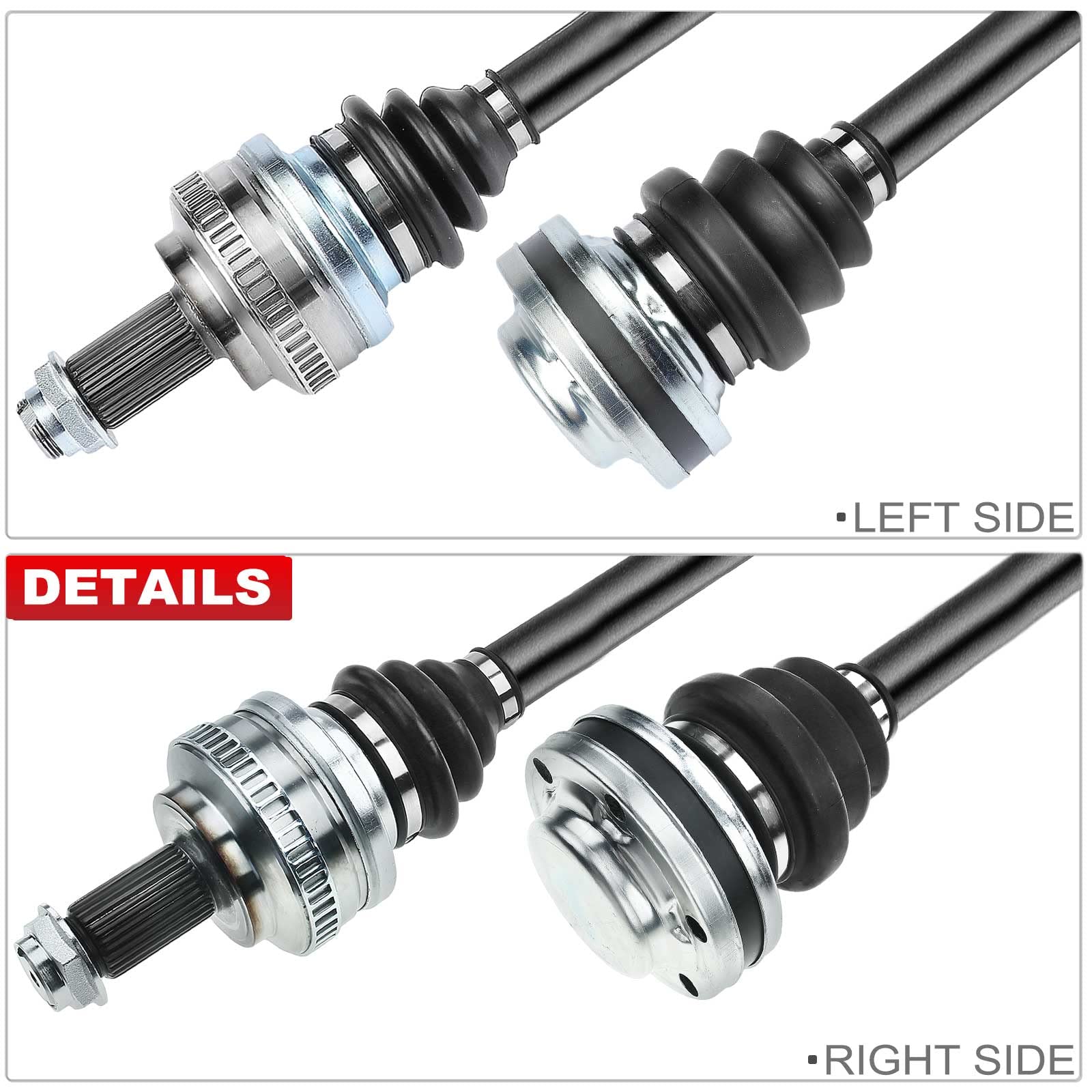 Frankberg 2x Eje motriz Eje de transmisión Caja de cambios manual Eje trasero Izquierda Derecha con ABS-Ring Compatible con Serie 3 Cabriolet E46 M3 Z4 Cupé E86 M Replace# 33202229727
