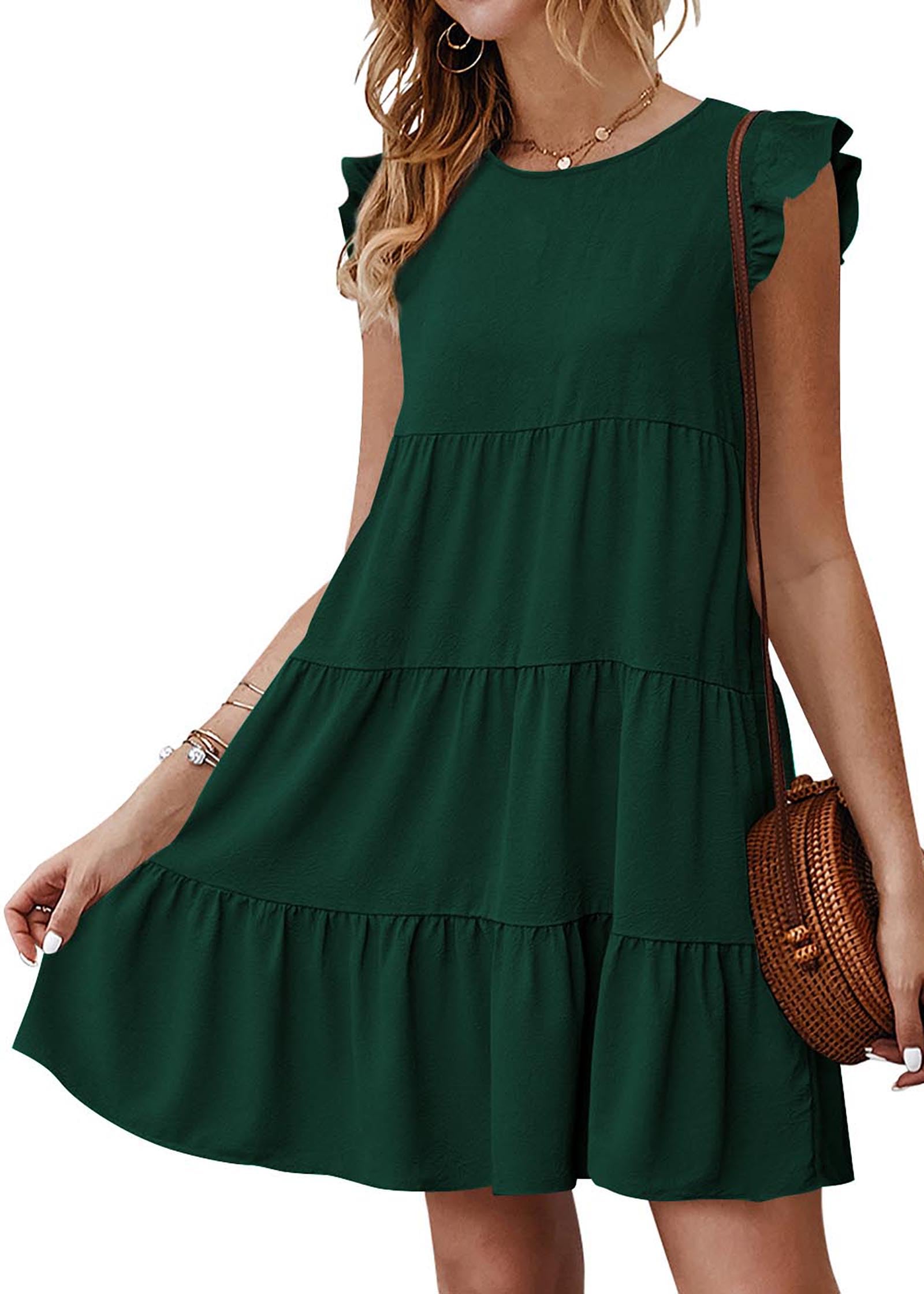 KIRUNDO Summer Dresses for Women Sundress Babydoll Dress