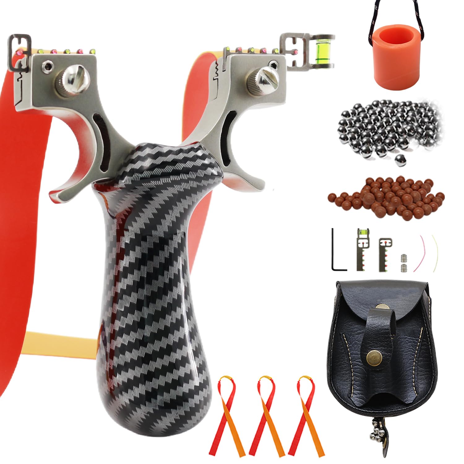 Zwille Profi Steinschleuder für Erwachsene Schleuderset mit Tasche Zielglocke Zubehör für Outdoor Sport Katapult Slingshot