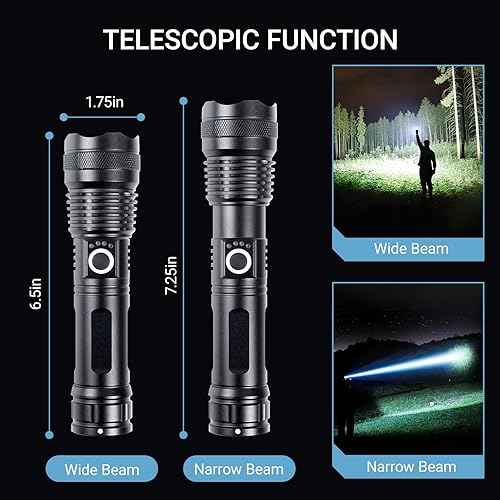 Miniatura 6 de SuperBright HighLumenFlashlight - Paquete de 2. Esta linterna recargable cuenta con 5 modos e impermeabilidad IPX6. Se puede utilizar como linterna