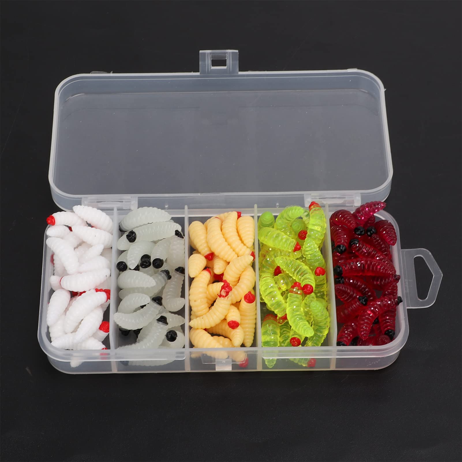 Kit 60 Esche Morbide A Coda Di T E Ami Da Pesca In Acciaio - Set Da 50 Ami (2#-3/0#) E 10 Esche Colorate Con Scatola Portaoggetti
