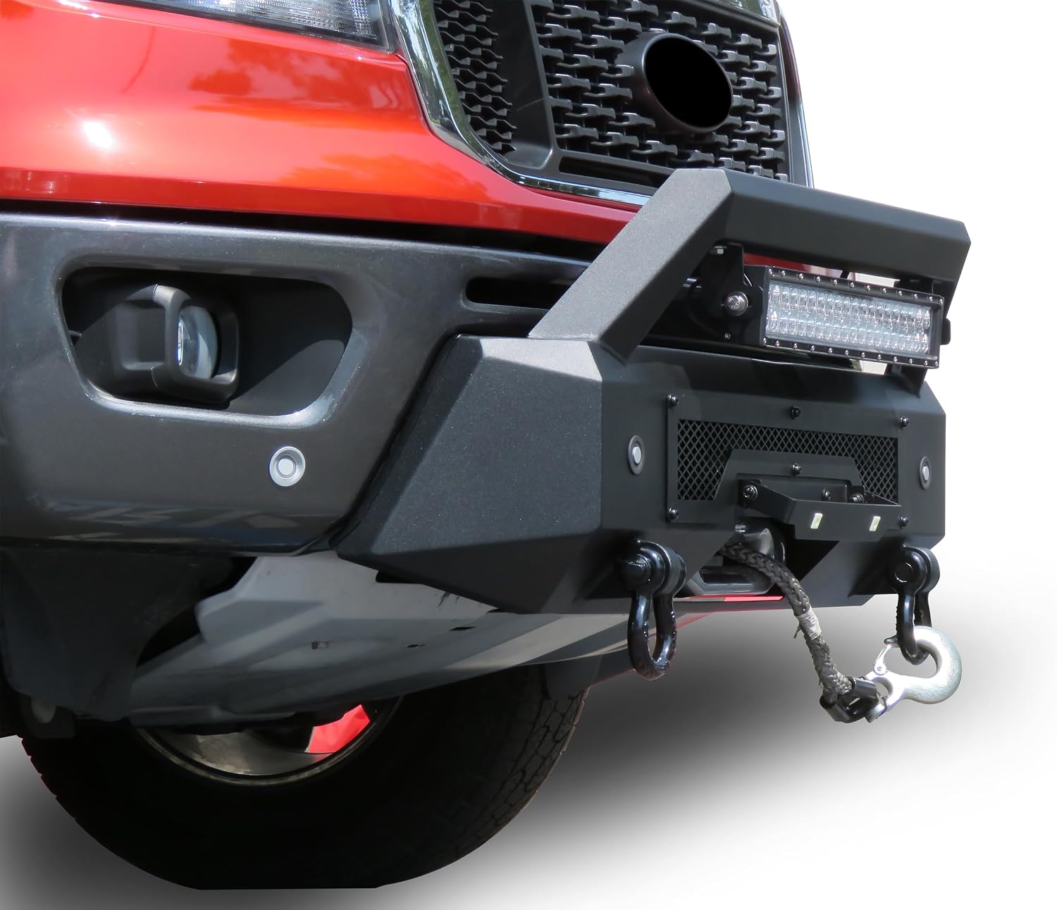 Black Horse Armour III Heavy Duty Front Winch Bumper Kit & Winch Textured Black Compatible with 2019-2023 Ford Ranger-AR3HD43-W12