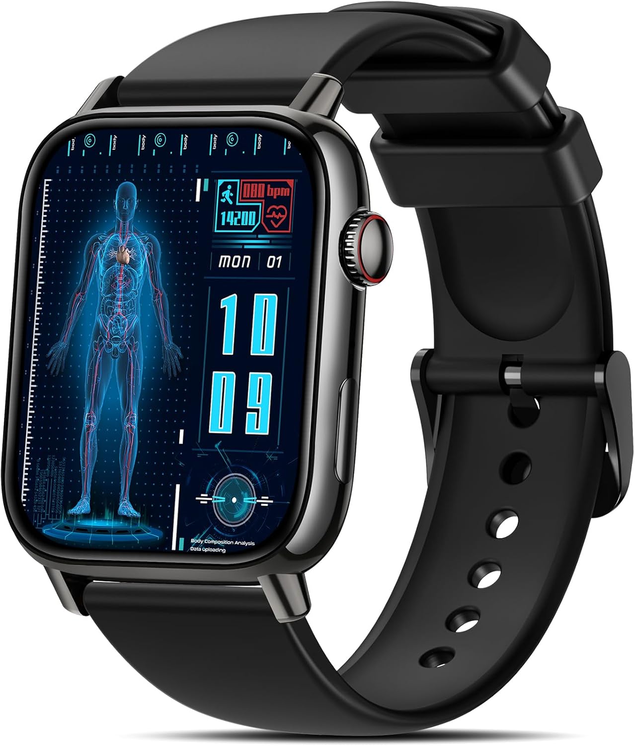 BANLVS Smartwatch Smart Gadget with HRV/ECG, 1.83 Inches Smart Watch for Men and Women with Bluetooth Calls, 24H SpO2, Heart Rate Monitor Sleep 145+ Sport IP68 Notifications Messages Android iOS Black