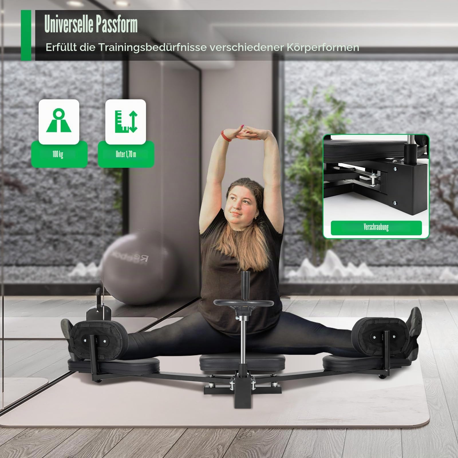 Beinstrecker Maschine I Mechanischer Spagattrainer mit 200° Streckwinkel und 100kg Tragfähigkeit I Spagattrainer Fitnessgeräte Beinstretcher Geeignet für Yoga-, Fitness- und Tanzbegeisterte