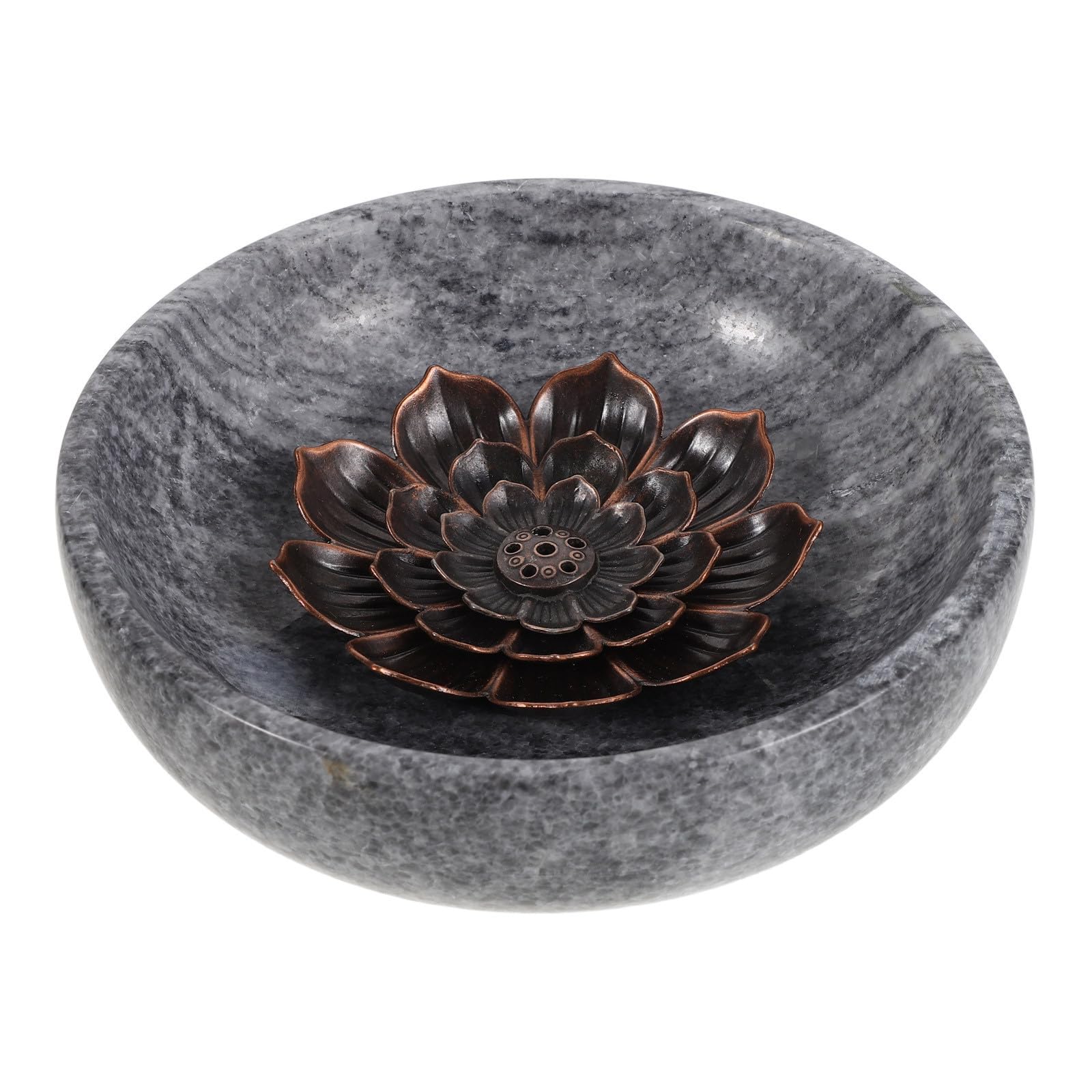 FRCOLOR Eleganter Räucherstäbchenhalter aus Marmor und Bronze mit Umgekehrtem Design Vielseitig für Meditation und Yoga Geeignet für Räucherstäbchen Kerzen und Kräuter