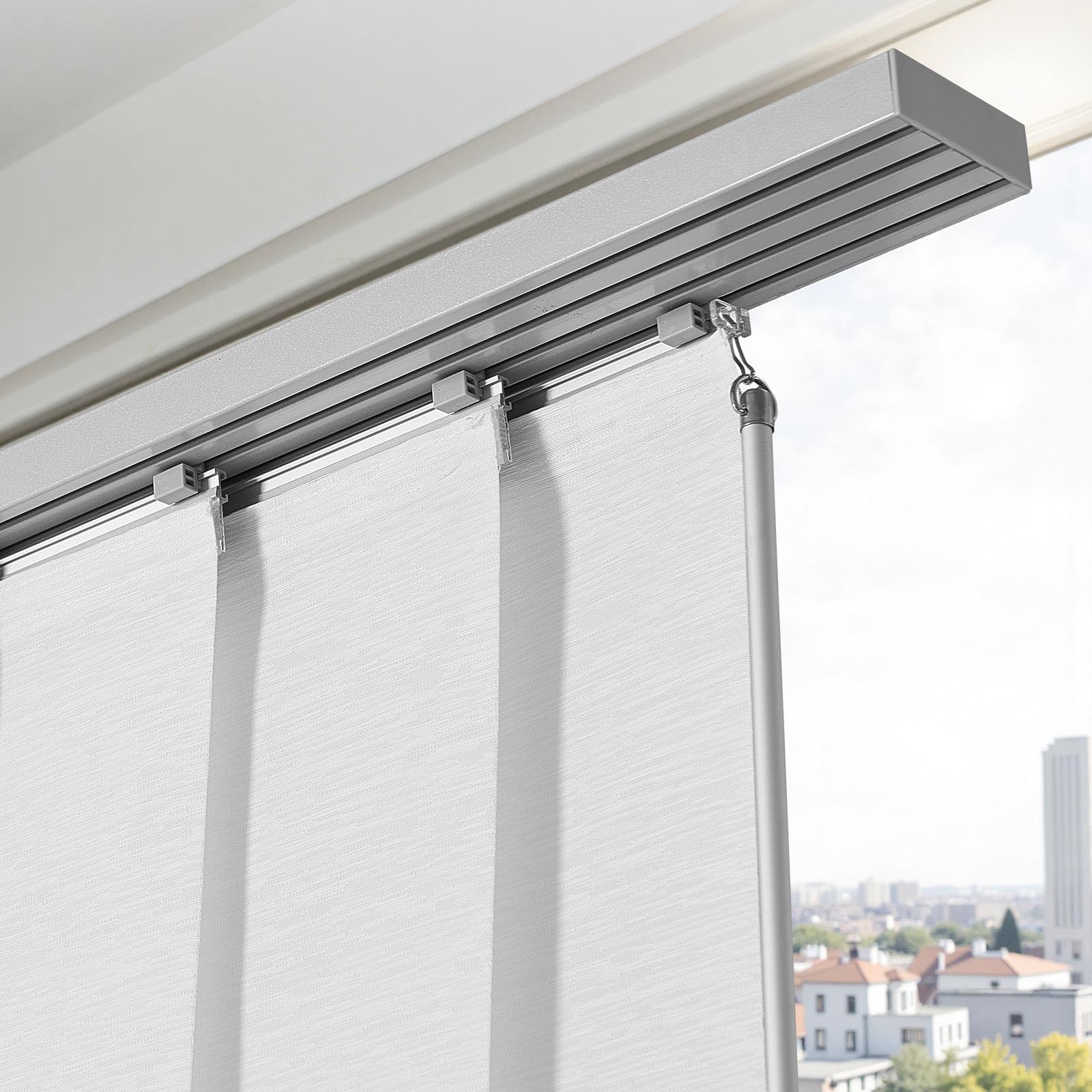 VEVOR Store à Panneaux sur Rail Extensible 116-218 cm de Largeur, Panneau Japonais Vertical Ajustable jusqu'à 243 cm de Hauteur, pour Portes Coulissantes, Séparation de Pièce, Fenêtres, Blanc