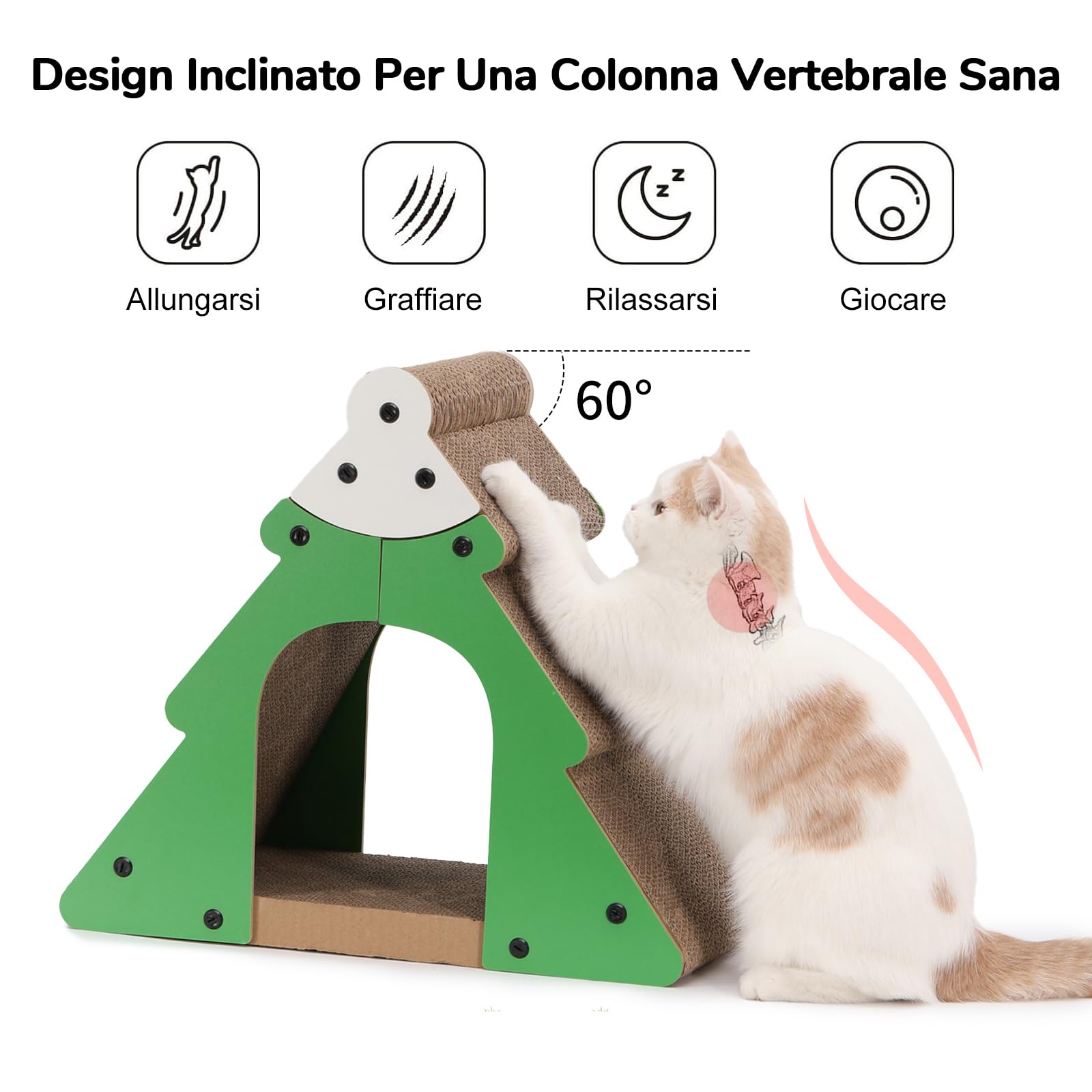 FUKUMARU Tappetino Tiragraffi di Cartone per Gatti.Tiragraffi a Forma di Albero. Più Spazio per Graffiare.Un Tiragraffi Perfetto e Bellissimo a Forma di Albero per Gatti.