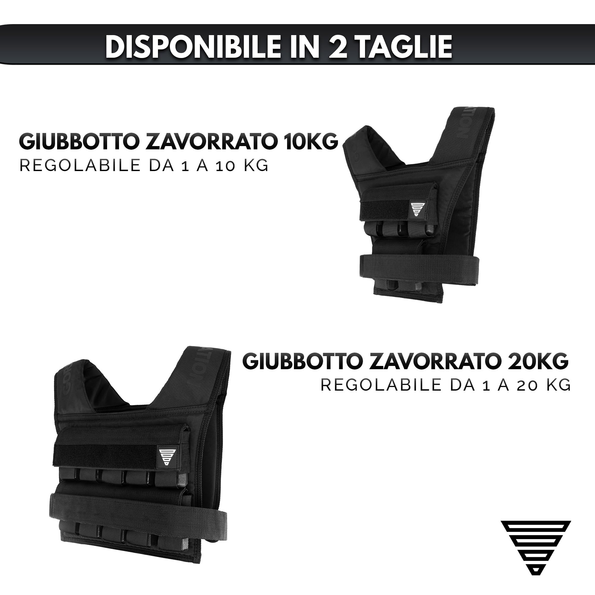 GORNATION Giubbotto Zavorrato per Palestra, Gilet Zavorrato Fitness con Pesi Regolabili per Calisthenics, Weighted Vest per Allenamento di Forza e Cross Training, per Uomo e Donna, 10 kg/20kg