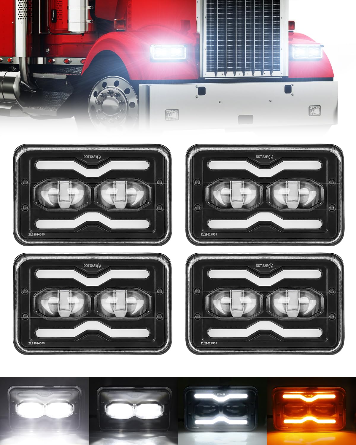 Amazon.com: SUPAREE 4PCS 4x6 LED Headlights: DOT Rectangular Truck