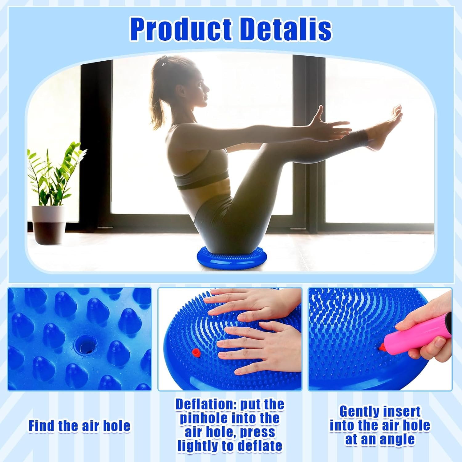 DARKNESS 2 Pcs Inflated Wobble Cushion Exercise Wiggle Seat for Sensory Kids Flexible Seating Wobble Board Balance Disc Sensory Wiggle Seat Pad for Office Chair with Air Pump (Multicolour) 2