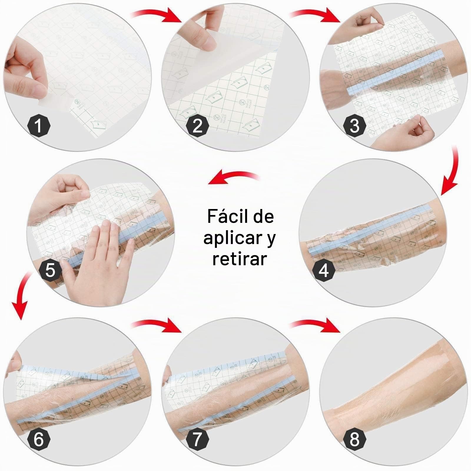 Vendaje Adhesivo Elástico Impermeable, Cubierta De Ducha Con Catéter De Diálisis Pd, Protectores Heridas For Accesorios Del Puerto De Diálisis Peritoneal(50pcs 20 x 20cm)