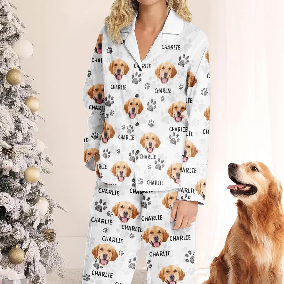DOPTIKA Custom Funny Face Christmas Pajamas For Family, Dog Mom Gifts, Custom Pajama Pants, Pajamas For Women Men Set3
