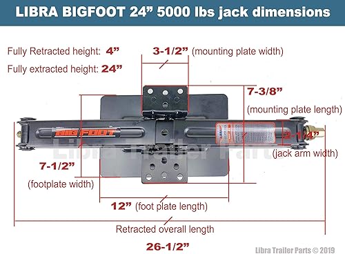 Miniatura 8 de LIBRA Juego de 2 Bigfoot 5000 lb 24" RV Trailer Camper estabilizador nivelador de tijera con doble toma de taladro eléctrico y hardware de montaje