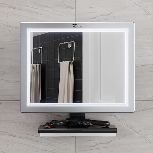 Miniatura 7 de ToiletTree Products Espejo de ducha LED de lujo sin niebla con escobilla de goma antivaho – Espejo de afeitar ajustable con escobilla de goma – a