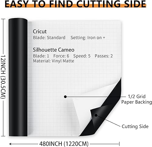 Miniatura 3 de Lya Vinyl Vinilo permanente negro mate para Cricut vinilo autoadhesivo de 12 x 40 pies para taza vinilo negro para regalo de cumpleaños adornos de