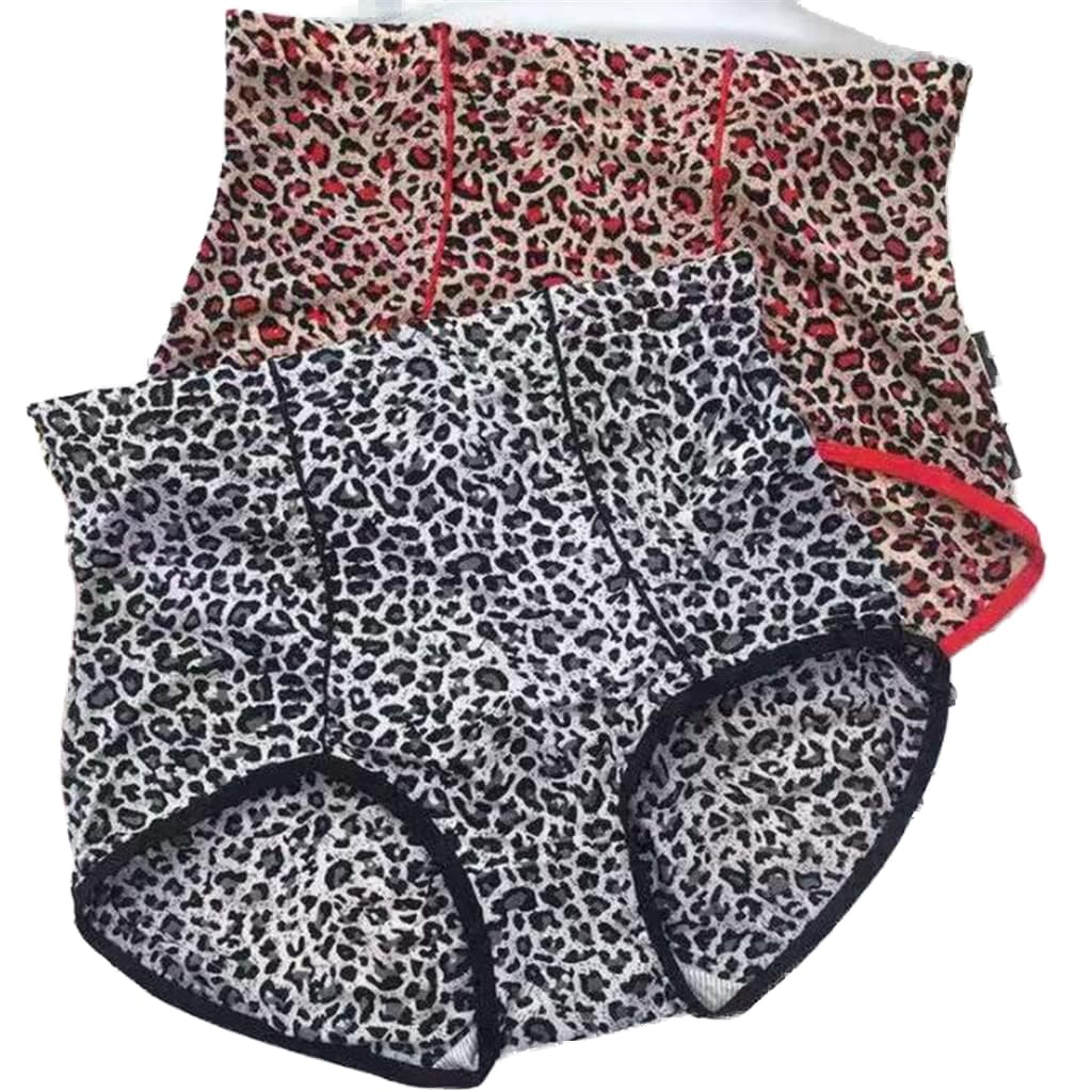 2-pak Leopard Print Majtki Ice Silk Comfort Bokserki Seksowne bezszwowe majtki z wysokim stanem