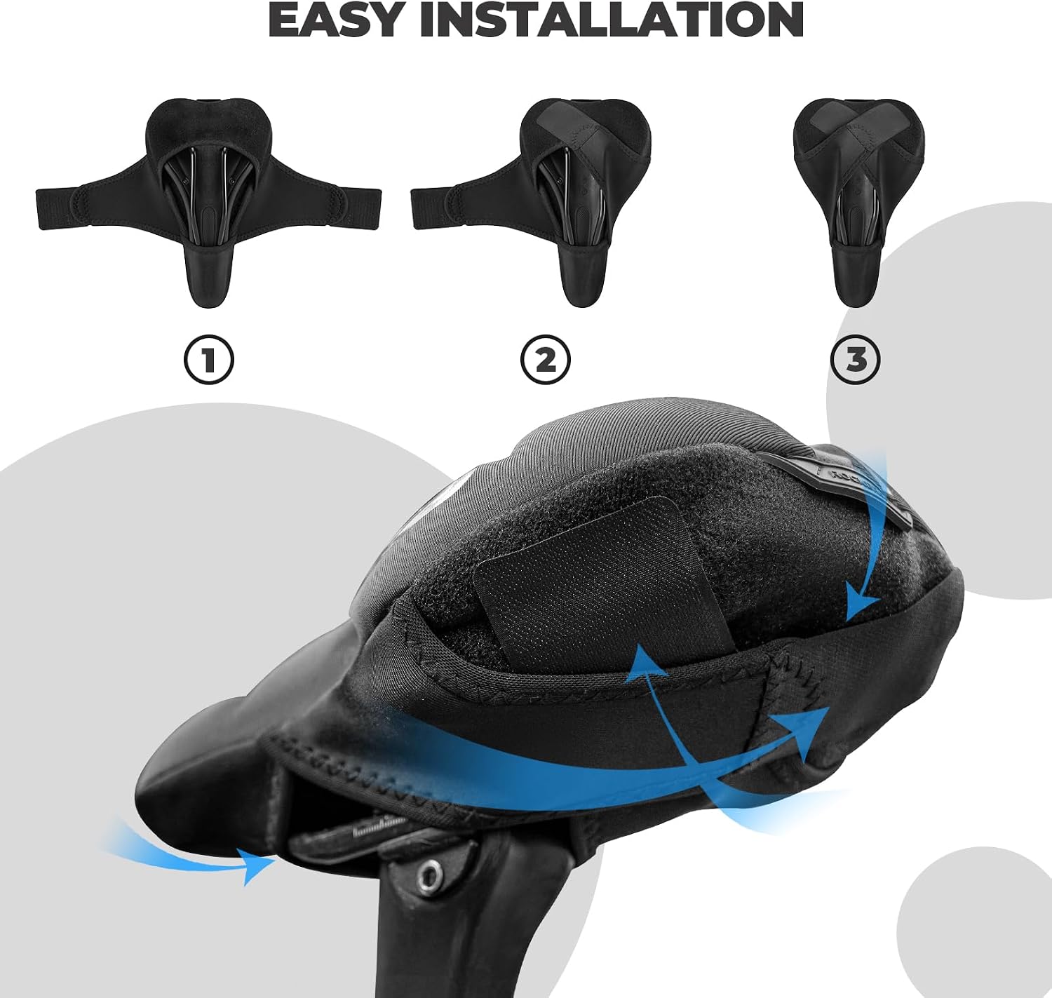 ROCKBROS Bike Seat Cover Gel Padded Bike Seat Cushion for Men Women Comfort, Adjustable Bicycle Seat Cushion Compatible with Peloton, Outdoor & Indoor Bicycle Seat(10""x7""), blue