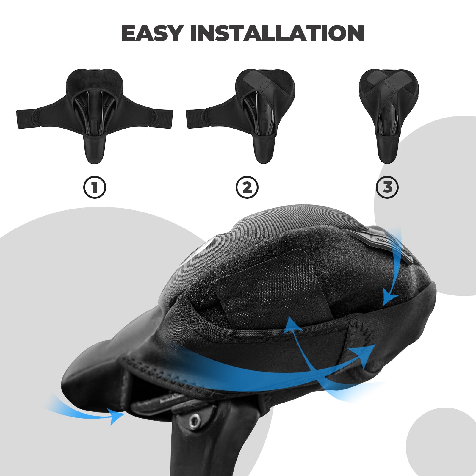 ROCKBROS Housse de siège de vélo rembourrée en gel pour homme et femme, confortable, coussin de siège de vélo réglable compatible avec Peloton, siège de vélo extérieur et intérieur (25,4 x 17,8 cm)