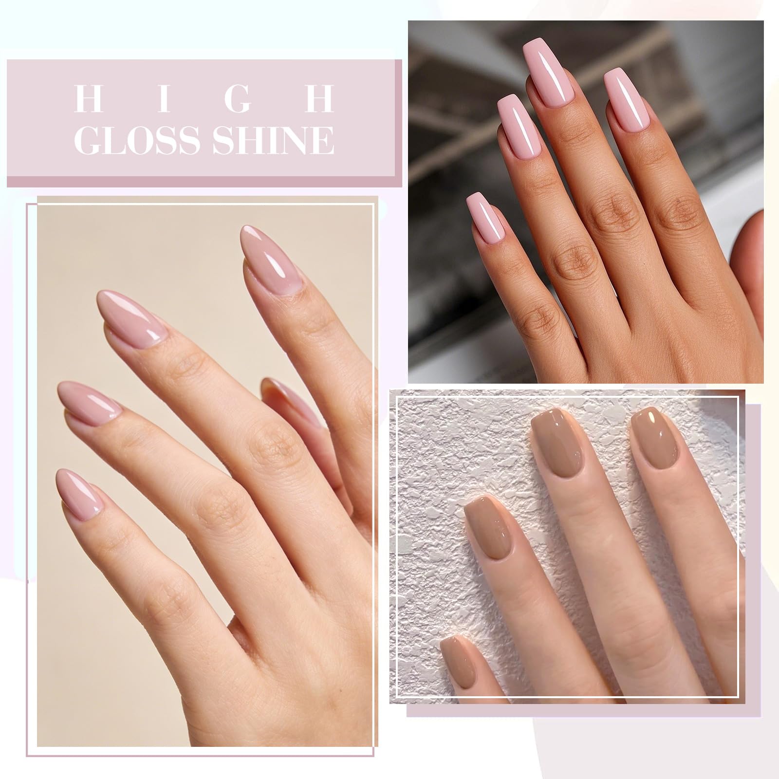 CANNI 6 Colors 9 ML Hema-Free Dark Red Gel Polish Set, Deep Cherry Red Burgundy Gel Nail Polish Blood Wine Red Color Kit, Soak Off LED Nail Gel Manicure Kit DIY at Home Salon Gifts: 2355-Soft Nude Neutral