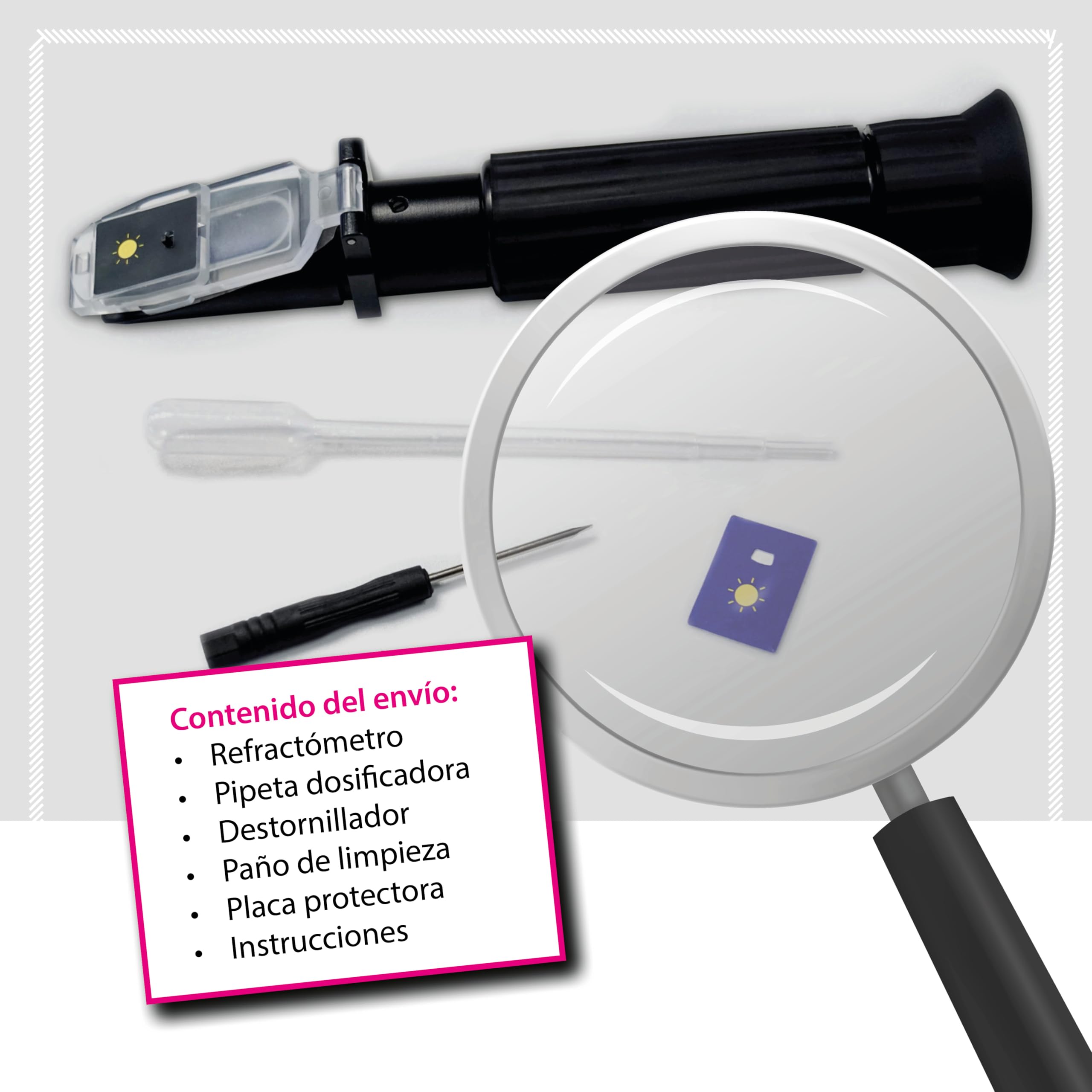 ARKA Refractómetro - Medidor preciso de la salinidad y la Densidad en acuarios de Agua Salada, Incl. Ecualizador de luz y Temperatura LED, indispensable para un Acuario Sano