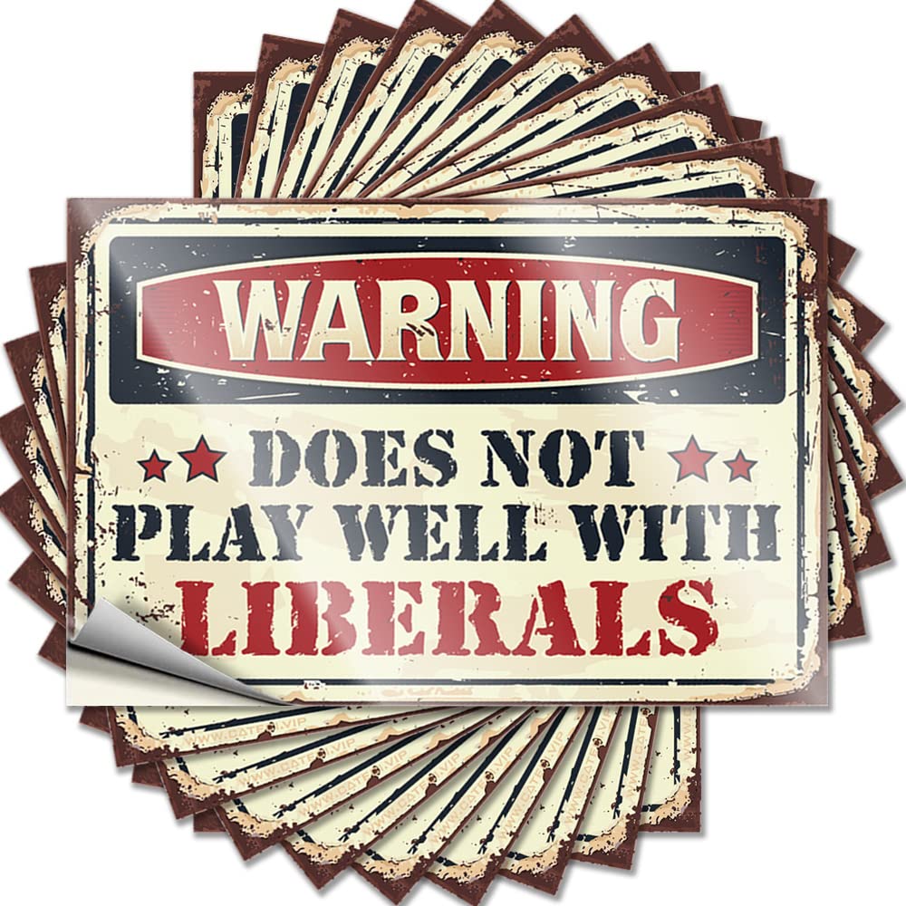 Signs Wine for Home Bar: Magnetic Arch Wall Warning Does Not Play Well with Liberals Motivational Adult Coated Funny Man Cave(12X18CM-6Pcs)