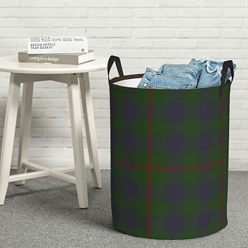 Round Laundry Basket, Agnew Clan Tartan Collapsible Dirty Clothes Hamper with Handles, Fabric Storage for Bedroom, Bathroom, and Dorms Medium