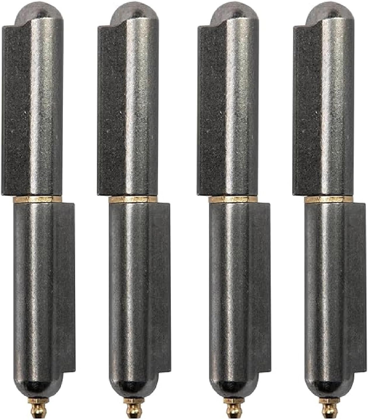 7"(L) x13/16(OD) Weld On Steel Lift Off Bullet Hinge with Brass Bushing Washer & Grease Zerk Fitting for Gates, Doors, BBQ Pits, Containers, Trailer Ramps and Tool Cabinets - 4 Packs
