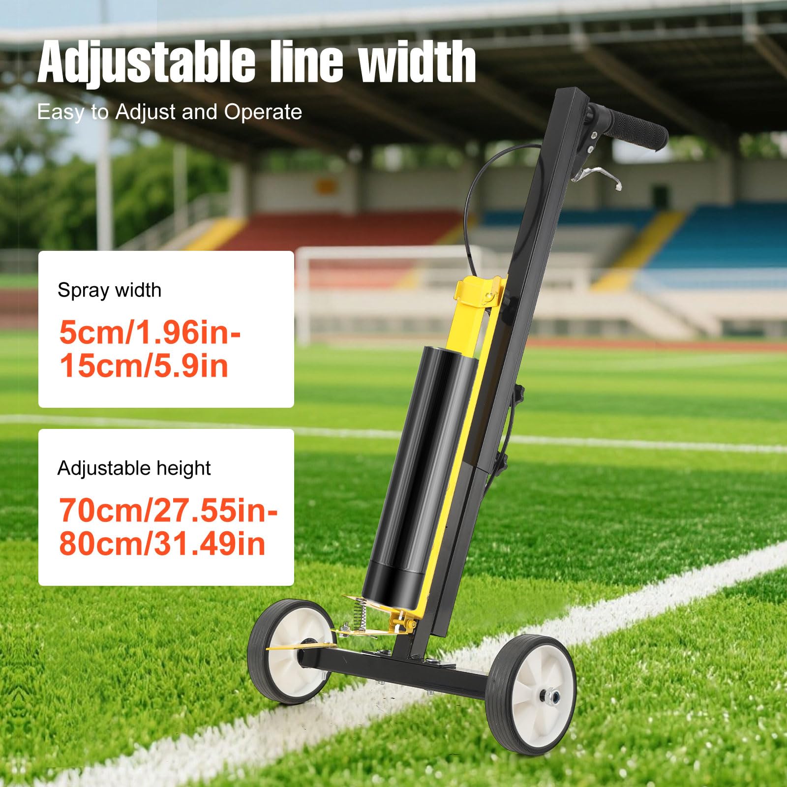 Applicatore di vernice spray per marcatura a 2 ruote per vernici per la marcatura della linea Vernice per erba, Pitch vernice, Linea Striping Line Marking Machine, Parcheggio Striping Machine,