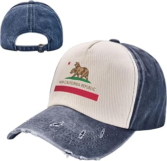 HILLBACK New California Republic Hat Cowboy Hat Men Women Baseball Cap Golf Dad Hat Adjustable Cotton Hat Plain Cap Summer Hats Navy Blue