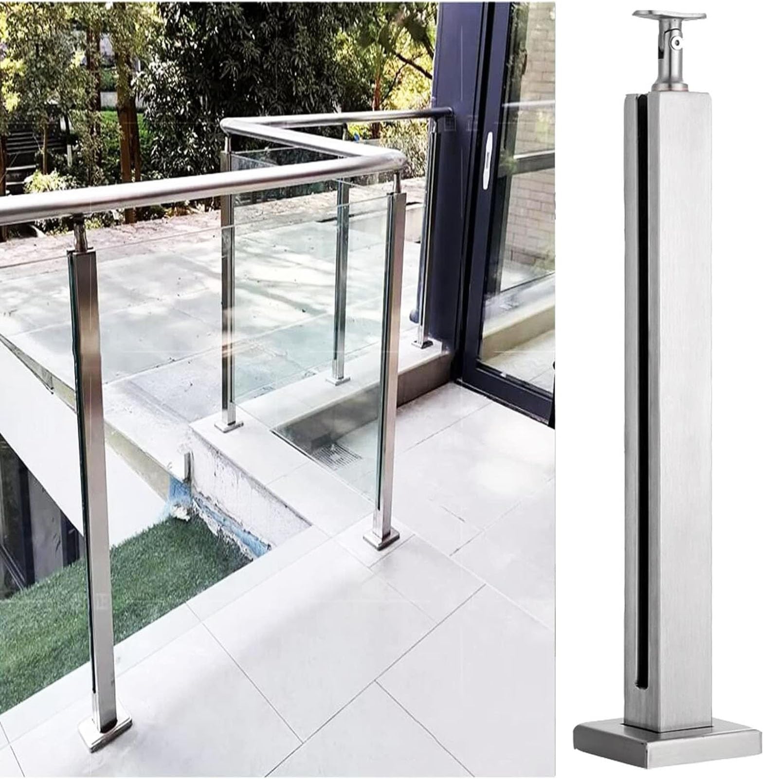 Poteau garde-corps verre escalier intérieur balustrade moderne marches béton inox 304