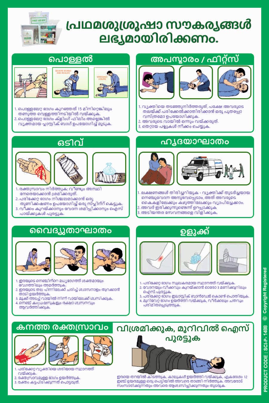 Emergency Response & Health Awareness Malayalam Poster – Motivational Wall Art for Safety Education (Eco Vinyl, 2x3 Feet)-image-35